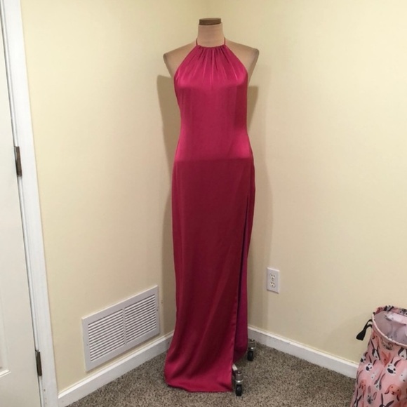 NWT Katie May Cher Formal Maxi Dress Size Medium Pink Peacock Open Back Gown - Picture 2 of 10